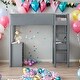 preview thumbnail 1 of 10, Twin Size Teddy Fleece Loft Bed Wood Bed Grey