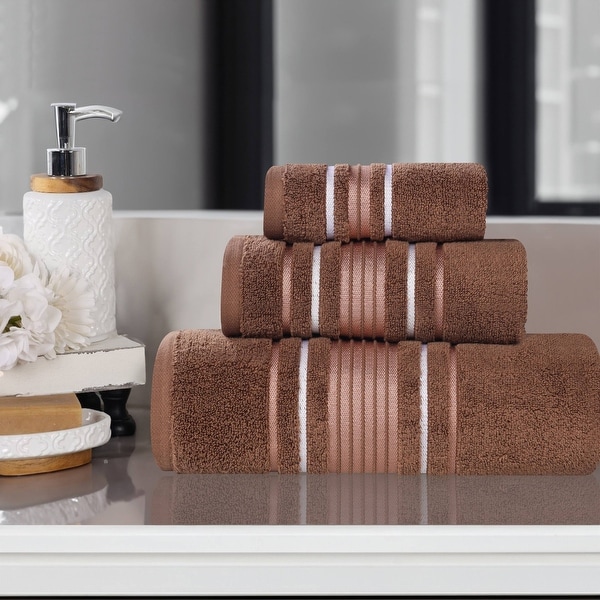 Superior Sadie Zero Twist Cotton Solid Absorbent 3 Piece Towel Set