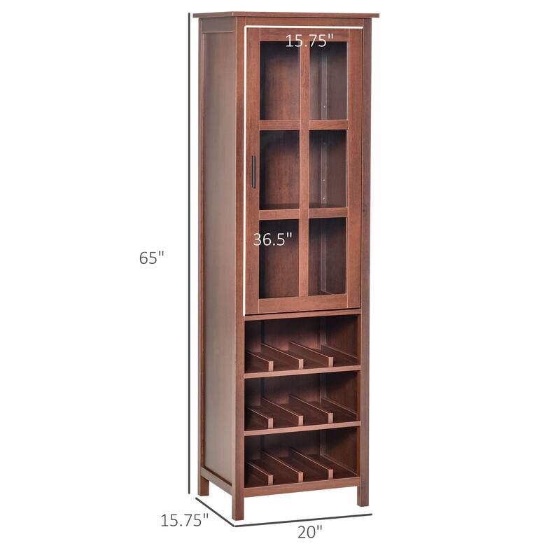 HOMCOM Wine Cabinet Bar Display Cupboard with Glass Door and 3 Storage Compartment for Home Bar - N/A