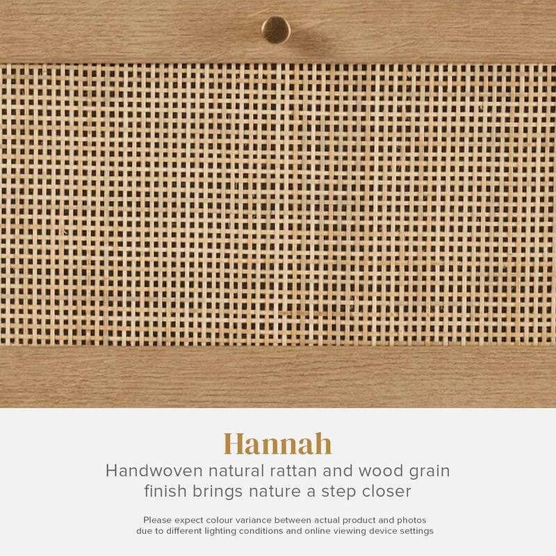 mopio Hannah Floating Nighstand, Natural Rattan Farmhouse Boho Wall Mounted Space Saving Bedside Tables, Nightstands