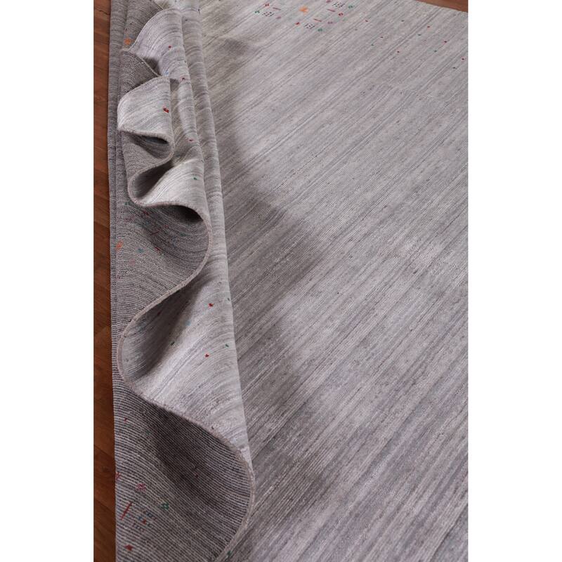 Hand Knotted Oriental 100% Wool Carpet Tribal Tribal Greys & Charcoal Gabbeh Area Rug - 9' 11'' X 7' 9''