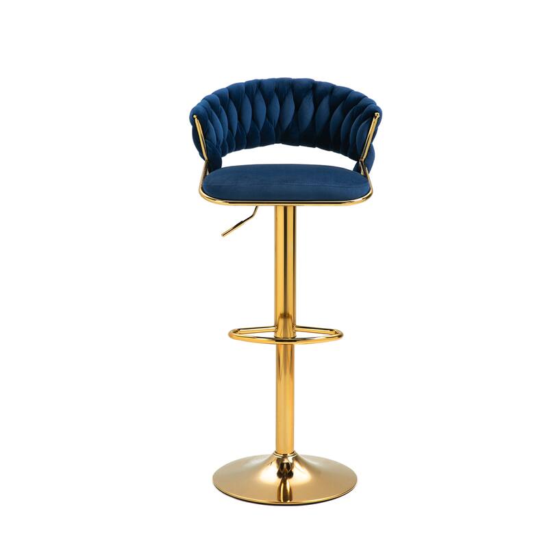 Set of 2 Bar Stool Adjustable Height with Swivel Seat