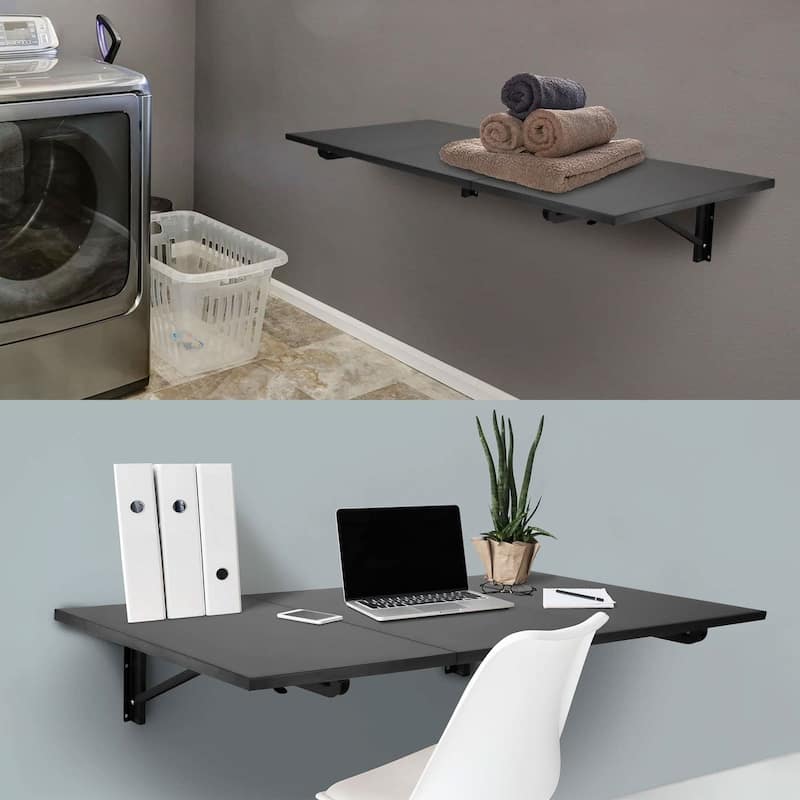 Mount-It! Standing Desk Wall Mount | Wall Mounted Drop Leaf Table - Black