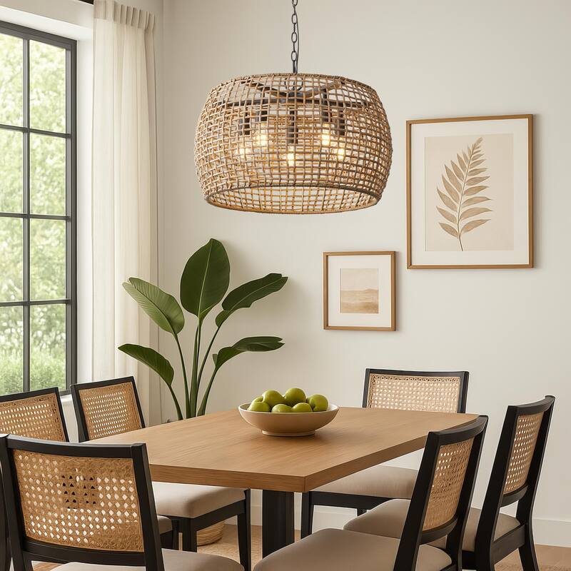 Wry Lighting Weavelight 5-light Pendant in Natural Black