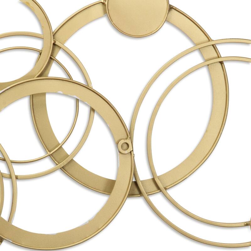 HomeRoots 18" X 44" Gold And Silver Geometric Metal Round Discs Hanging Dimensional Sculpture