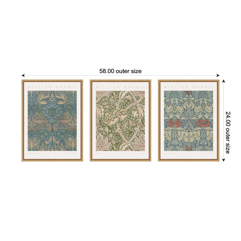 Kate and Laurel Sylvie William Morris Posters - 3 Piece Framed Canvas Art Set by The Art Institute of Chicago