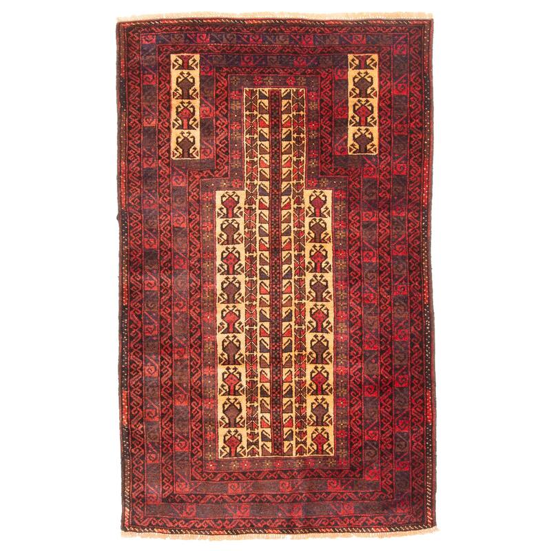 ECARPETGALLERY Hand-knotted Teimani Red Wool Rug - 2'10 x 4'7