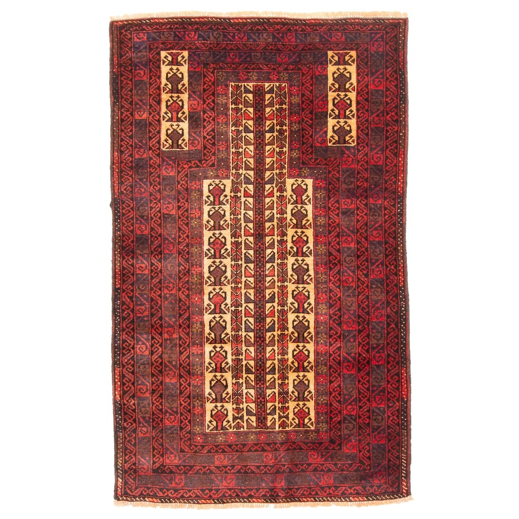 ECARPETGALLERY Hand-knotted Teimani Red Wool Rug - 2'10 x 4'7