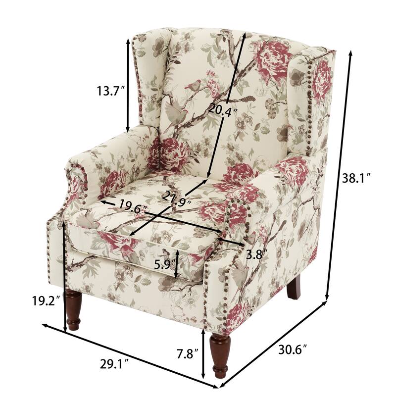 Patterned Upholstered Accent Chair for Living Room