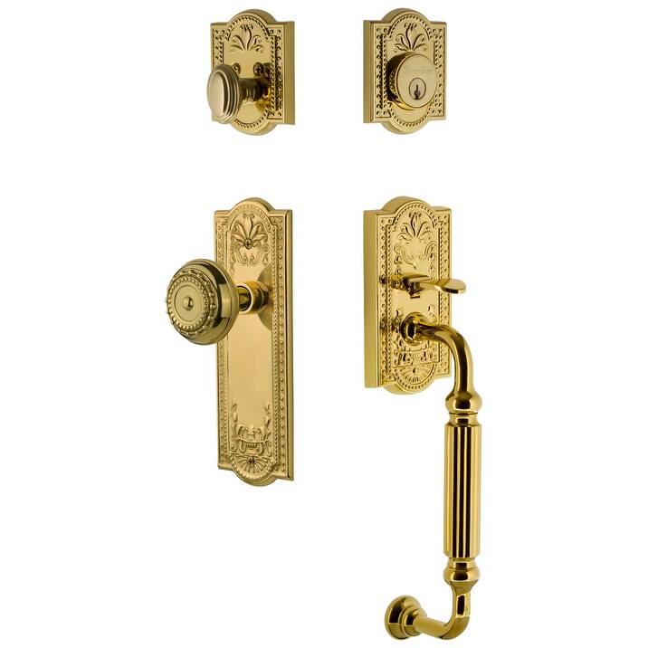 Grandeur Parthenon Solid Brass Rose Single Cylinder Keyed Entry - Lifetime Brass