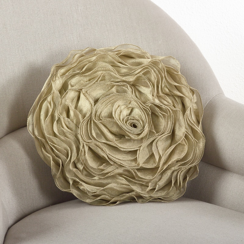 Rose Design Throw Pillow - Sage - 16"x16"