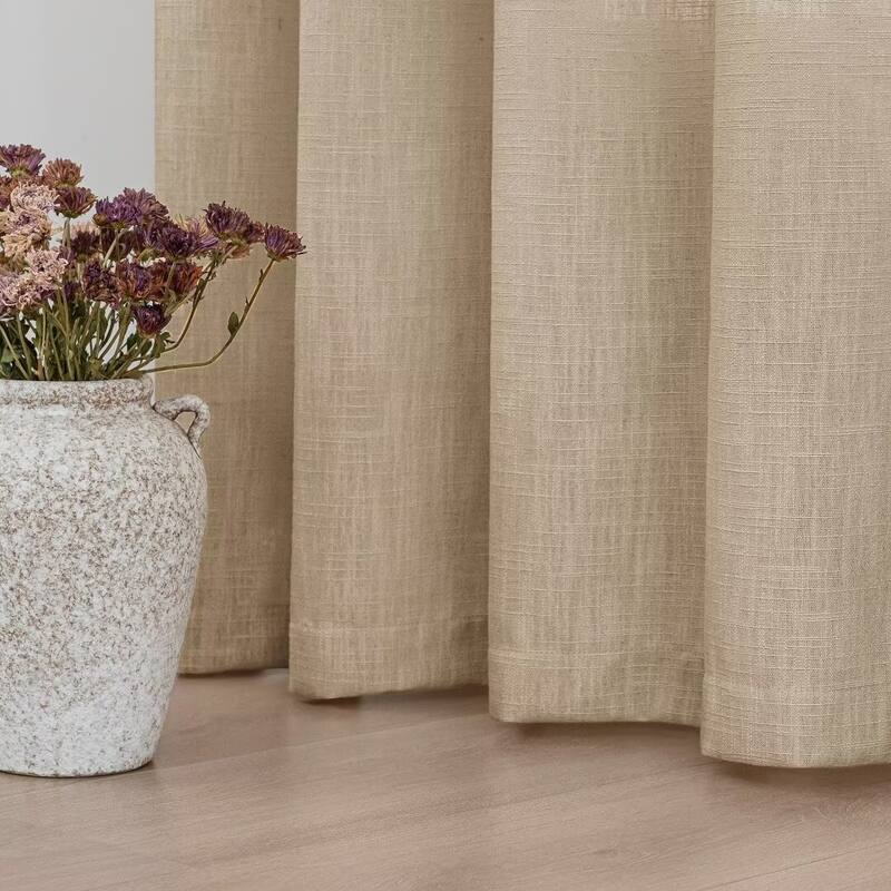 Linen Texture Light Filtering Grommet Panel Pair