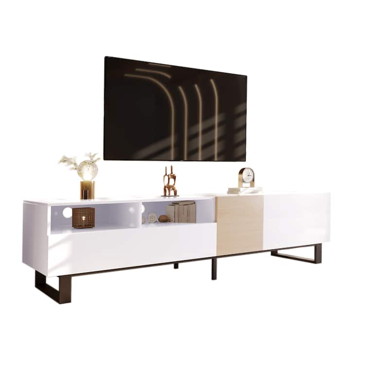 Modern TV Stand for 80'' TV with Double Storage Space