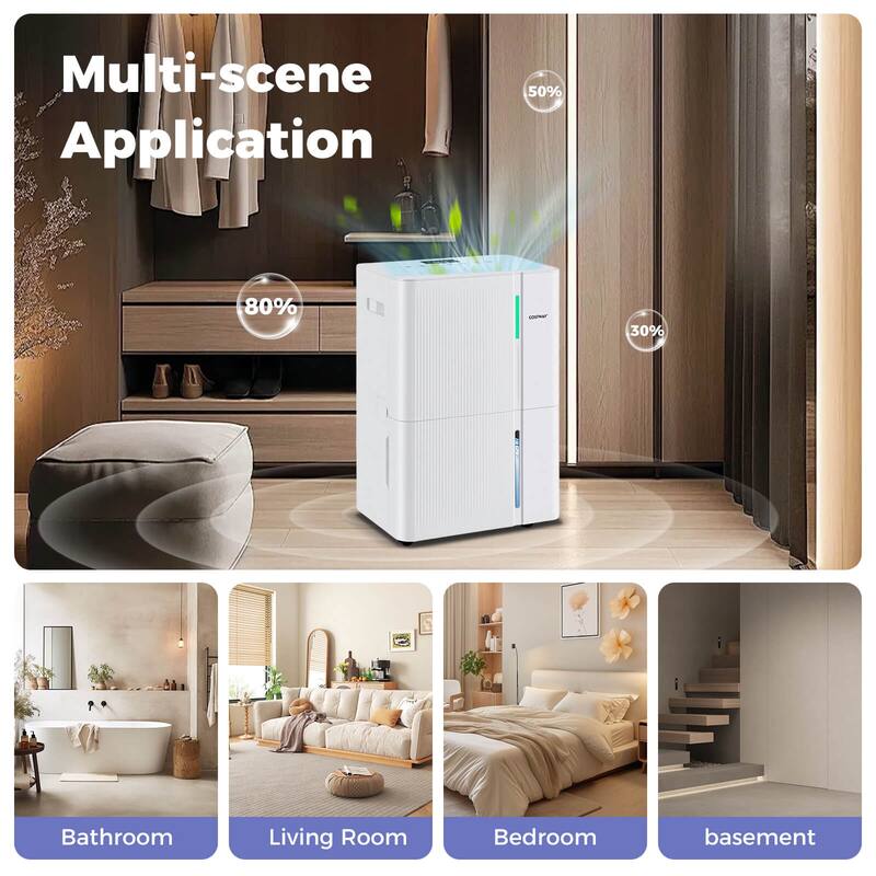 Costway 74 Pints Dehumidifier for Home 6000 Sq.Ft Dehumidifier with - See Details