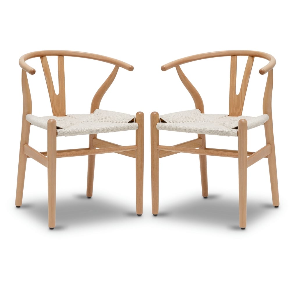 Poly & Bark Weave Chairs - Solid Wood Frame (Set of 2)