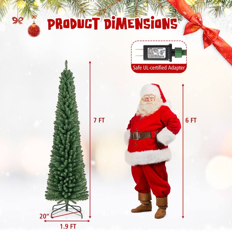 Gymax 6/7/8 FT Pencil Christmas Tree w392/523/671 Memory Wire Branch - See Details