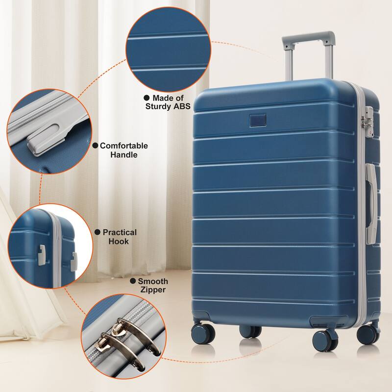 3 Piece Premium ABS Hardside Luggage Set w/Spinner Wheels and TSA Lock