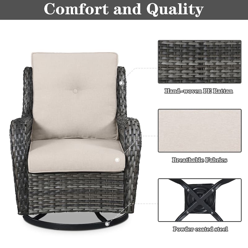 360 Degree Patio Swivel Glider Chair - Grey