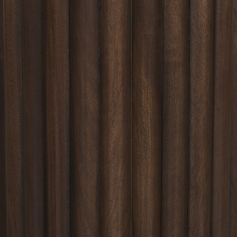 Marbrello Pink Marble Top Espresso Brown Fluted Wood Round Side Table