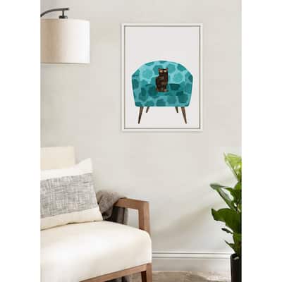 Kate and Laurel Sylvie 9 Teal Chair Framed Canvas by Planet Cat