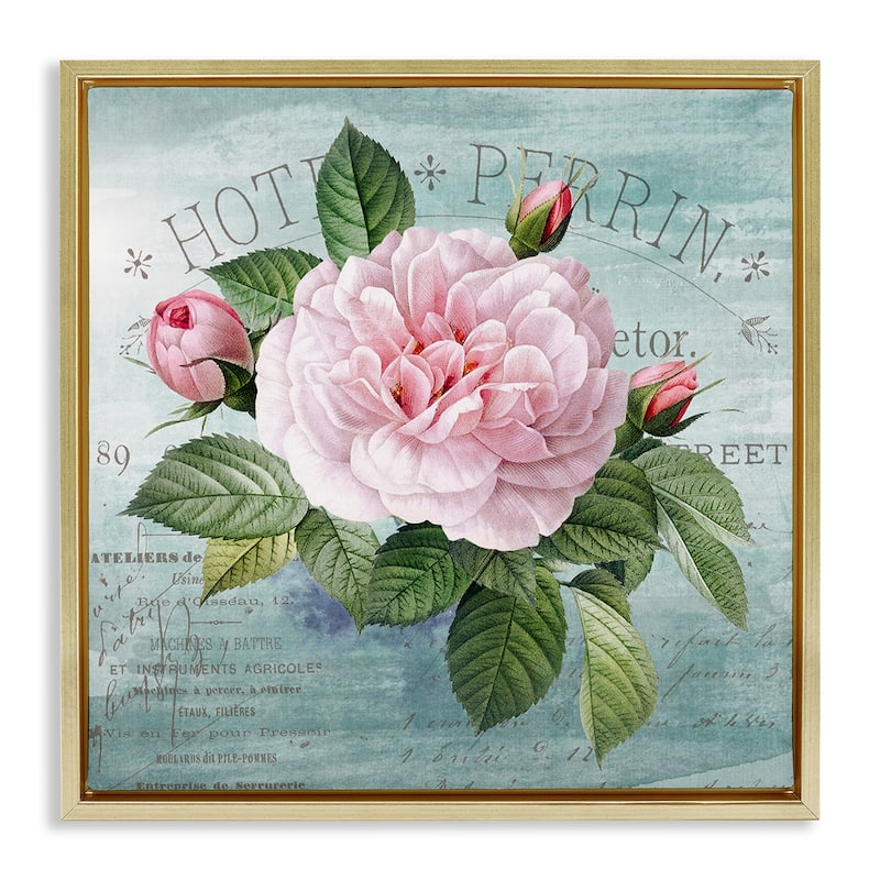 Stupell Bright & Rustic Tropical Bloom Framed Floater Canvas Wall Art Design By Susan Arnot - 25 x 25 - Gold