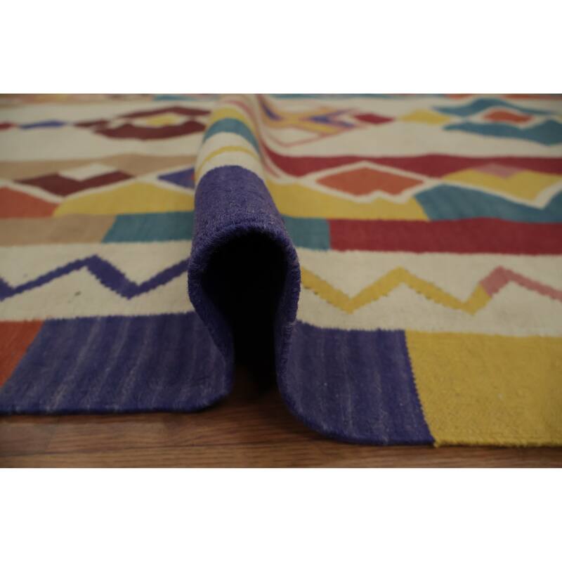 Hand Woven Oriental 100% Wool Carpet Southwestern Tribal Multi-Colored Kilim Runner Rug - 18' 0'' X 5' 3''
