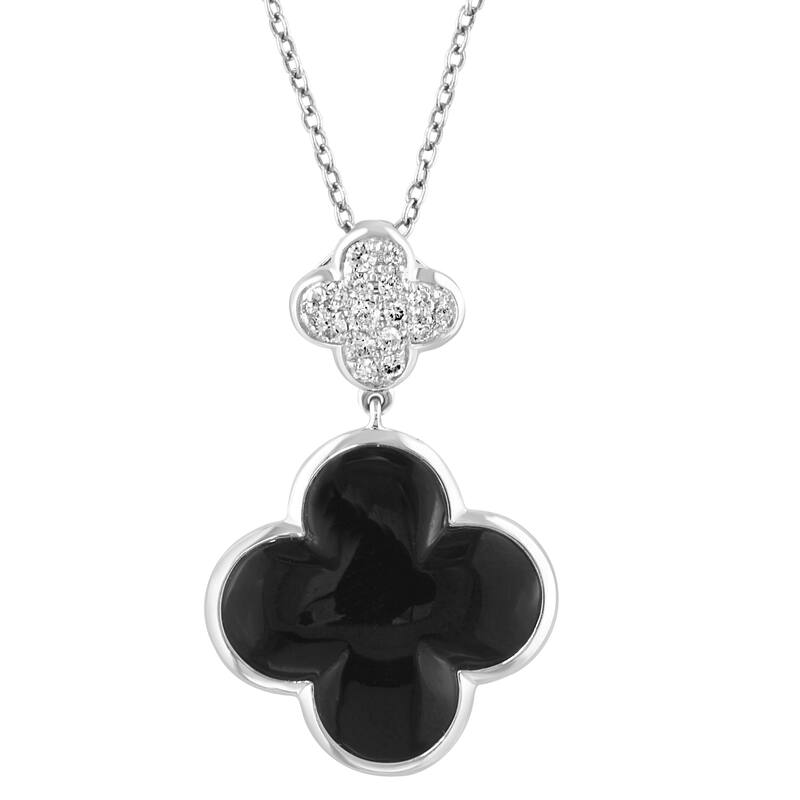 EFFY 14K Gold Diamond Onyx Pendant Necklace