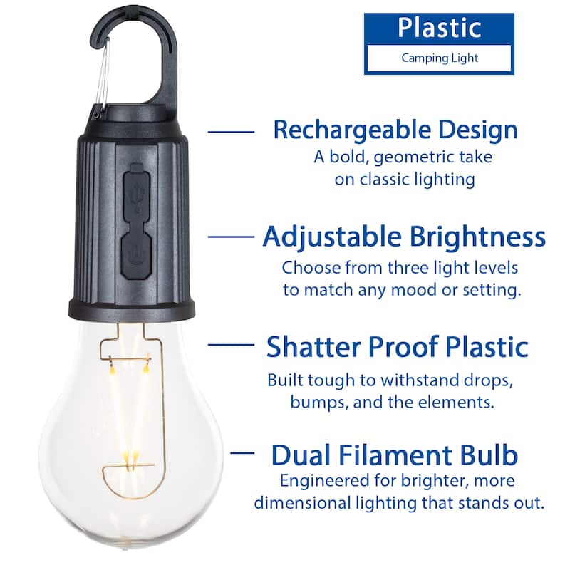 Novelty Lights Rechargeable Camp Light, Warm White LED Globe, USB-C Recharging