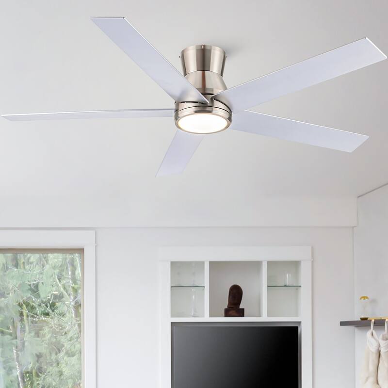 YUHAO AeroLite 48 in. Indoor White Low Profile Standard Ceiling Fan with Bright White Integrated LED Light Kit, Remote Included