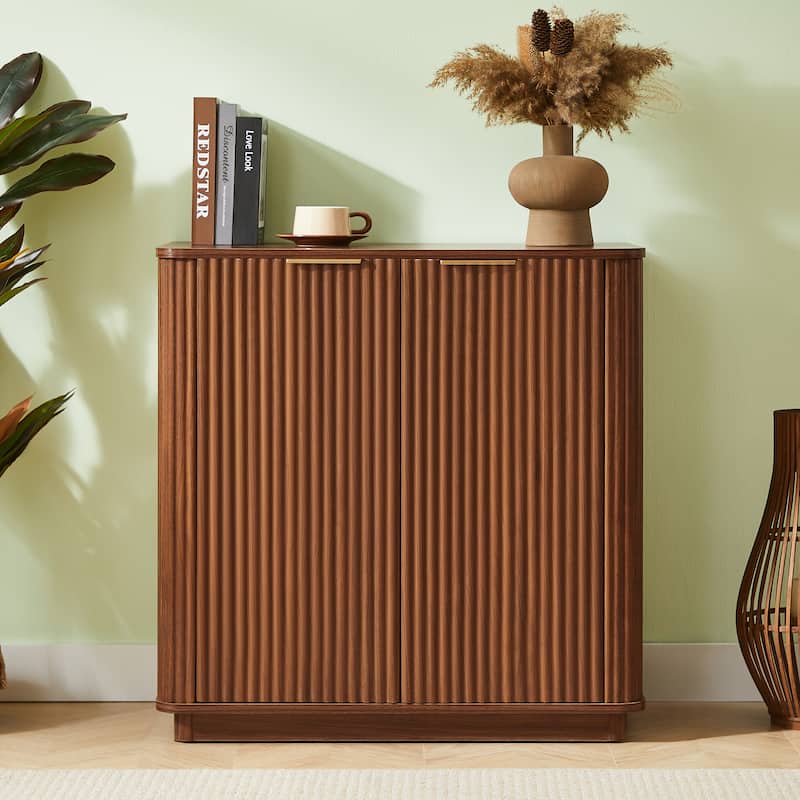 31.5" Buffet Cabinet Sideboard with Storage Curved wave Design for Bedroom, Living Room, Hallway, 31.5"W x 15.75"D x 31.5"H