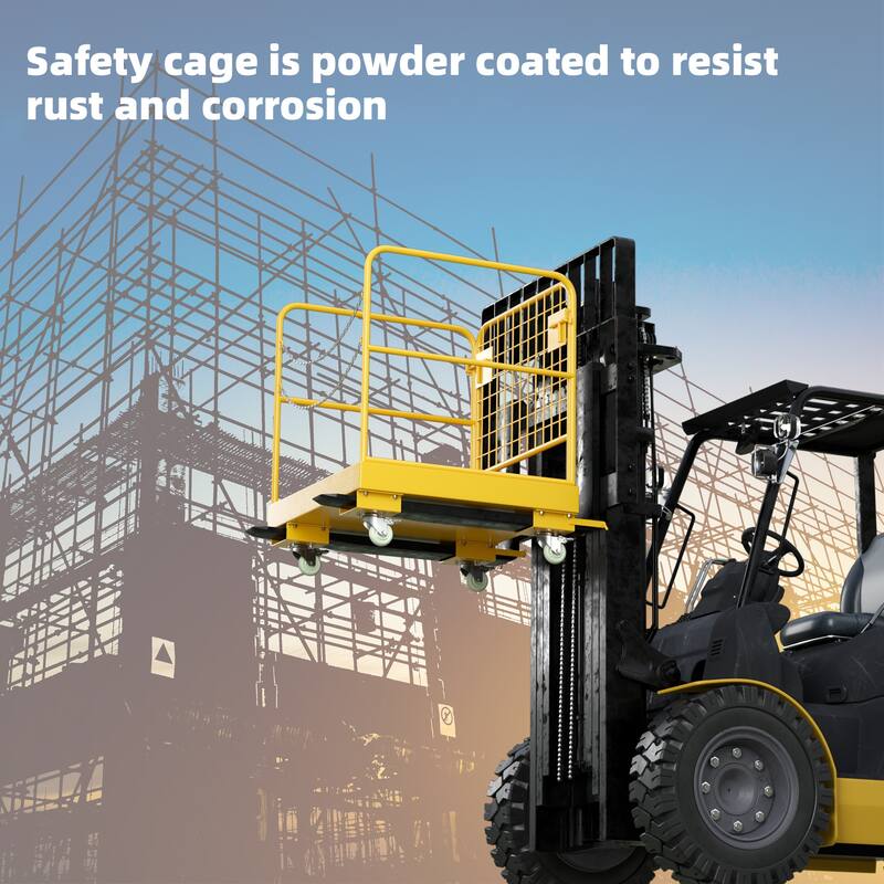 Forklift Safety Cage, 36"x36" Forklift Man Basket Foldable Forklift Work Platform with Double Chain Guardrail for Aerial Work