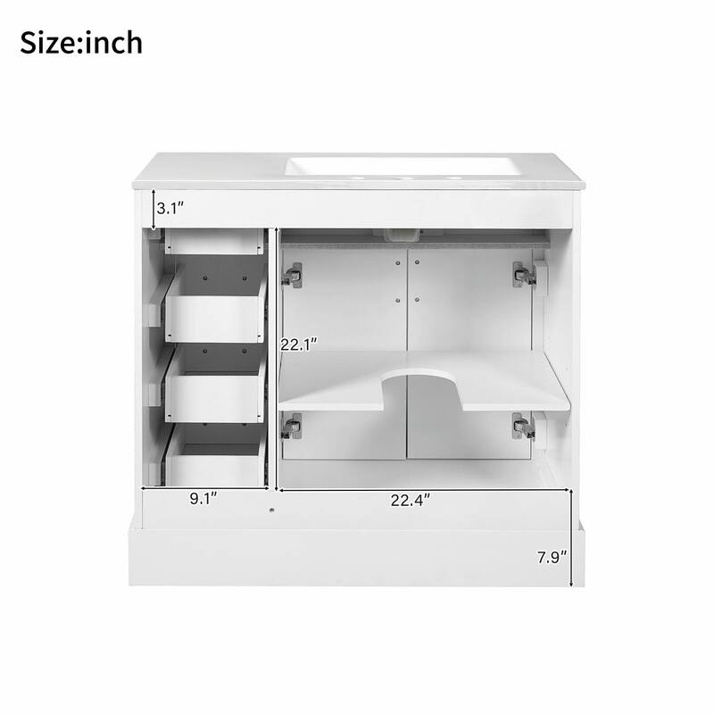 36" Luxury Elegant Bathroom Vanity with Ceramic Sink