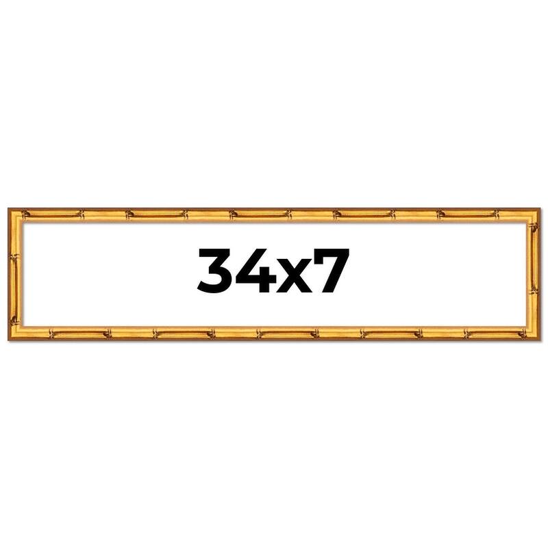 34x7 Frame Gold Bamboo Picture Frame Modern Photo Frame Includes UV Acrylic Shatter Guard Front Acid Free Foam Backing Board