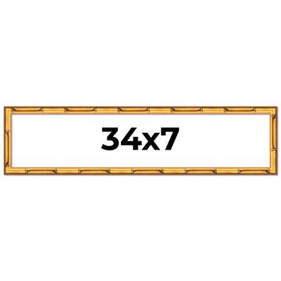 34x7 Frame Gold Bamboo Picture Frame Modern Photo Frame Includes UV Acrylic Shatter Guard Front Acid Free Foam Backing Board
