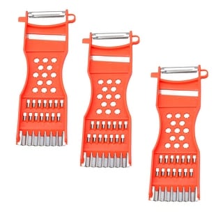 3 Pcs Orange Red Plastic Metal Scraper Fruit Grater Slicer Vegetable ...