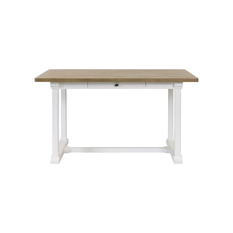 Modern Wood Counter Height Kitchen Dining Table and Four Stools, Brown