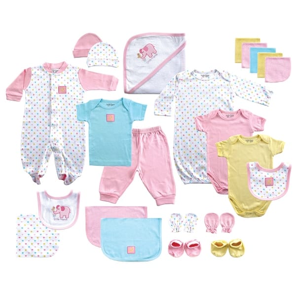 slide 1 of 1, Luvable Friends Baby Girl Layette Gift Cube, Pink Elephant, 0-6 Months - Pink Elephant 0-6 Months - Pink Elephant