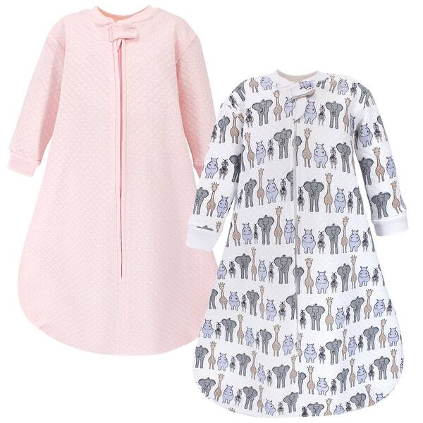 slide 1 of 1, Hudson Baby Infant Girl Premium Quilted Long Sleeve Sleeping Bag and Wearable Blanket, Pink Safari 6-12 Months - Pink Safari