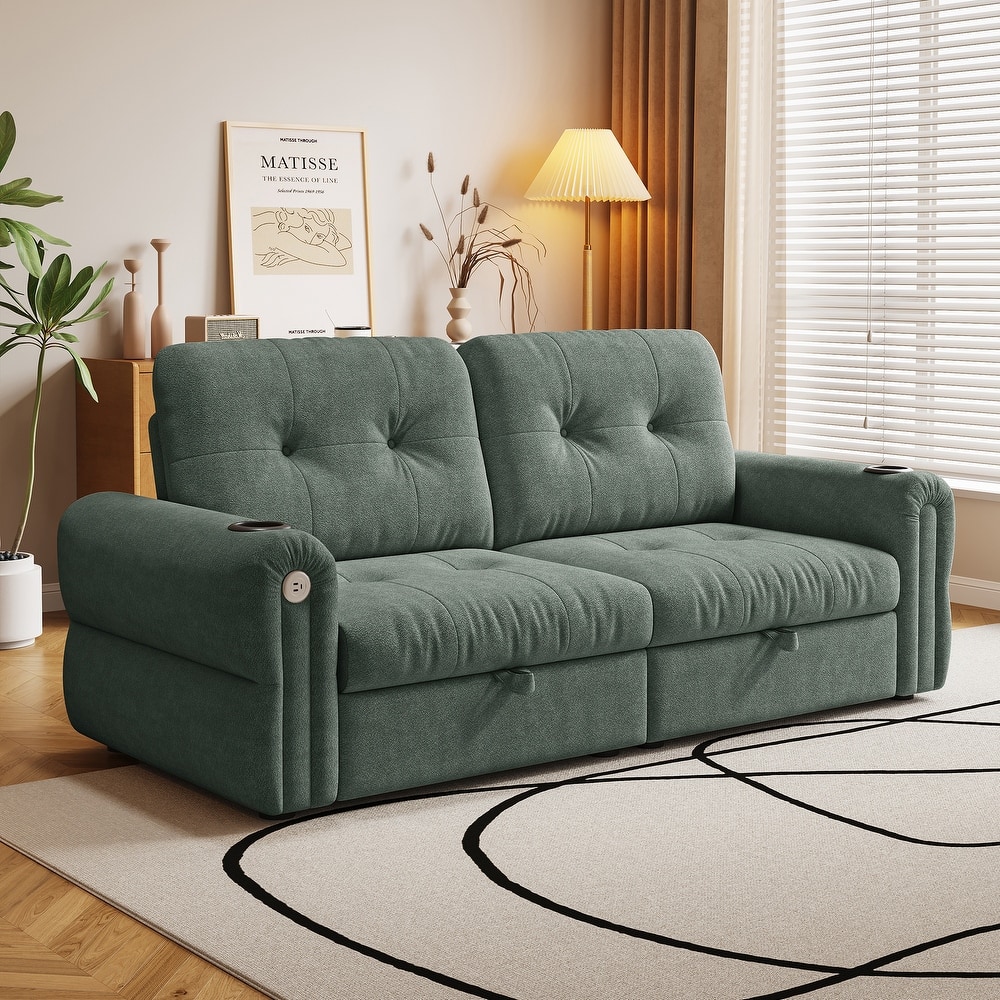 GDFStudio - Chenille Convertible 2-Seater 80.4" Sofa Bed