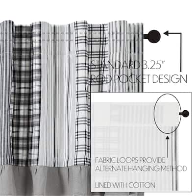 Sawyer Mill Black Panel with Attached Patchwork Valance Set of 2 84x40