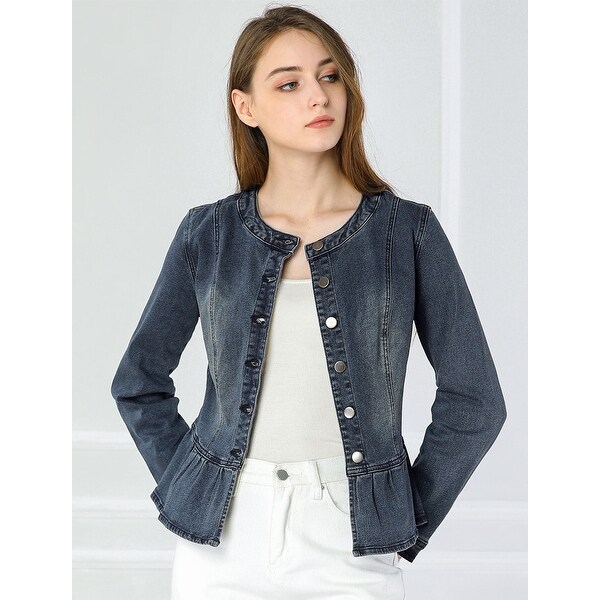 women's ruffled denim jacket