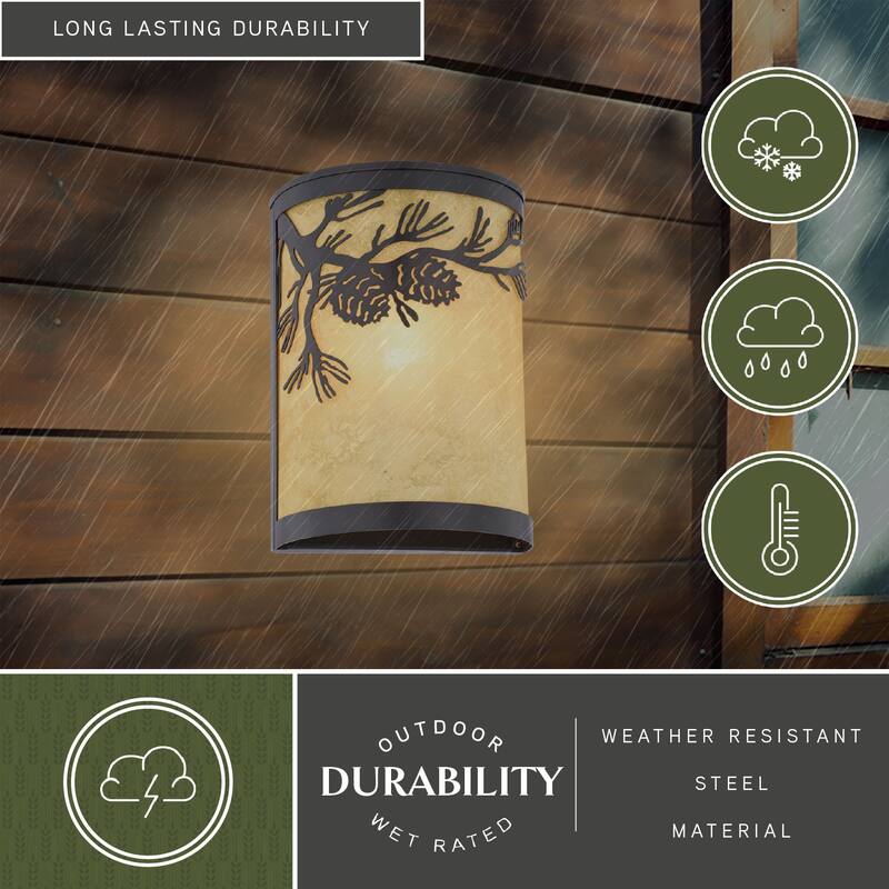 Douglas 1-Light 8 in. Warm Bronze Indoor-Outdoor Rustic Flush Mount Wall Sconce, Glass Shade, Dimmable, Wall Fixture