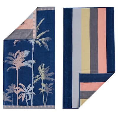Linery & Co. 100% Cotton Jacquard 2 Pack Summer Beach Towels