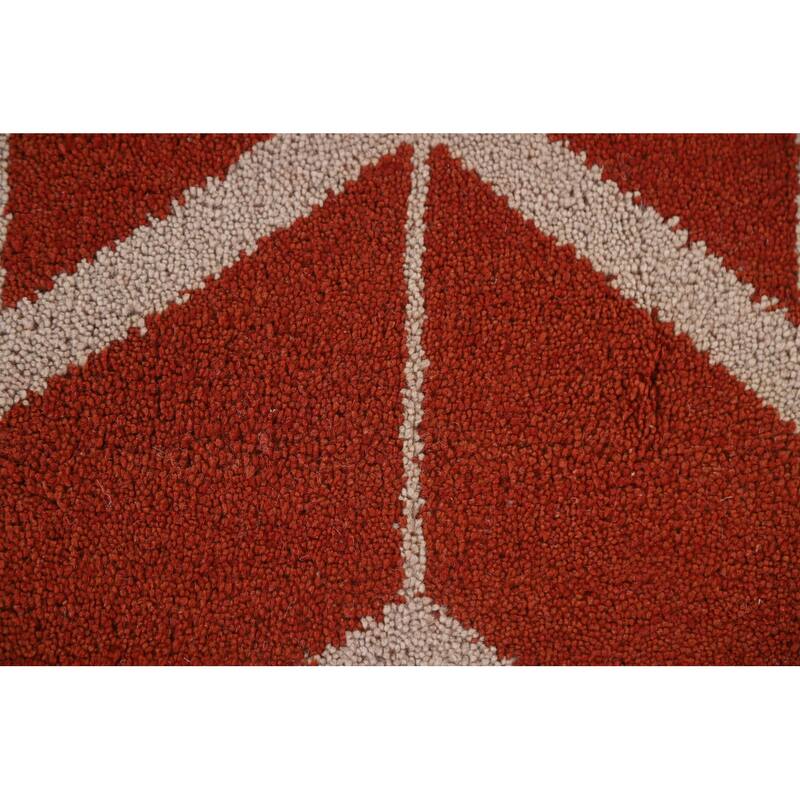 Hand Knotted Oriental 100% Wool Carpet Modern All-Over Red Gabbeh Area Rug - 7' 10'' X 5' 2''