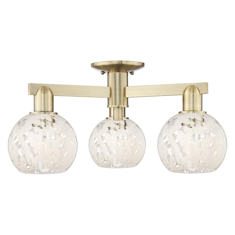 Innovations Lighting Endless Possibilities Arcadia - White Mouchette - 3 Light 24" Semi-Flush Mount - Antique Brass