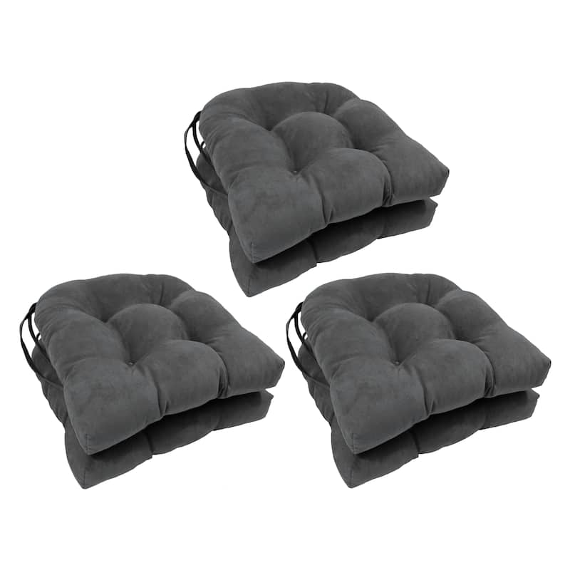16-inch U-shaped Indoor Microsuede Chair Cushions (Set of 2, 4, or 6) - Set of 6 - Steel Grey