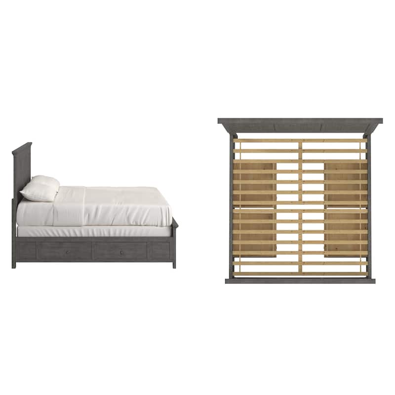 Varenna King Size Wood Panel Platform Storage Bed