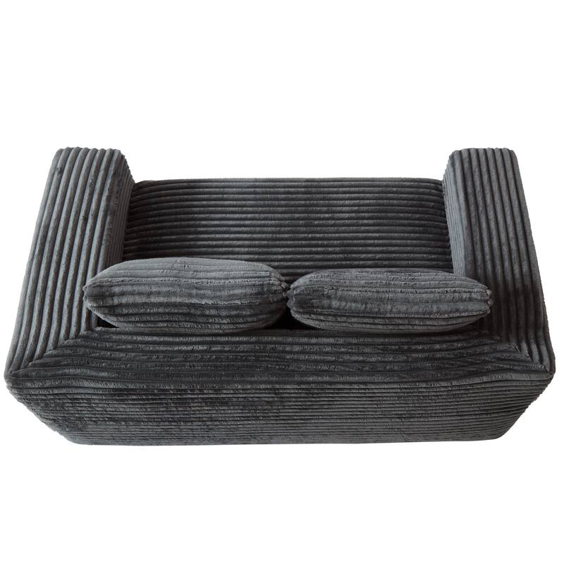 Modern Modular Corduroy Loveseat with Spring Support, Removable Cushions, for Living Room, Bedroom, Studio Apartment