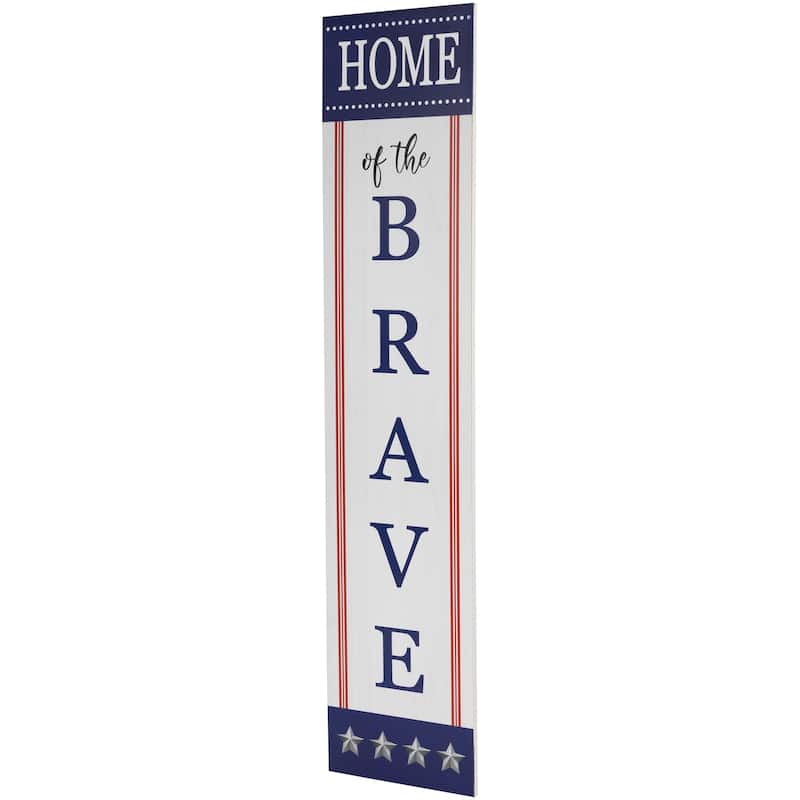 Home of the Brave Patriotic Wooden Wall Sign - 36"