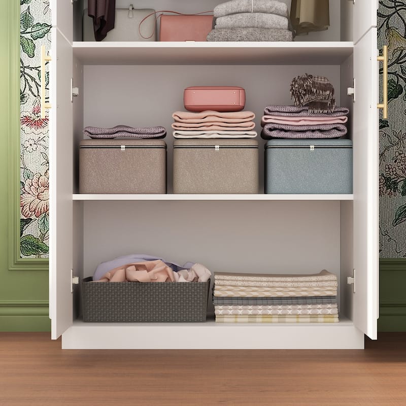 74.8"H Large Modular Wardrobe Cloest Armoire Cabinet Glass Door